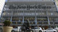 Façade du New York Times, dans la ville éponyme, le 22 janvier 2026. 
