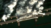 Image satellite prise le 22 juin 2026 et rendue publique le 23 juin 2026 par la société Vantor, montrant de la fumée s'élevant du pont de Crimée