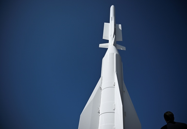 Le missile Aster de groupe européen MBDA présenté au salon du Bourget, le 18 juin 2025