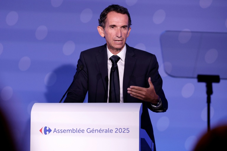 Le PDG de Carrefour Alexandre Bompard lots de l'assemblée générale du groupe le 28 mai 2025