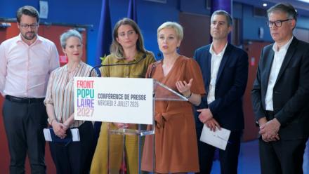 La gauche unitaire (sans LFI, les Communistes et Raphaël Glucksmann) réunie à Bagneux, dans les Hauts-de-Seine, le 2 juillet 2025