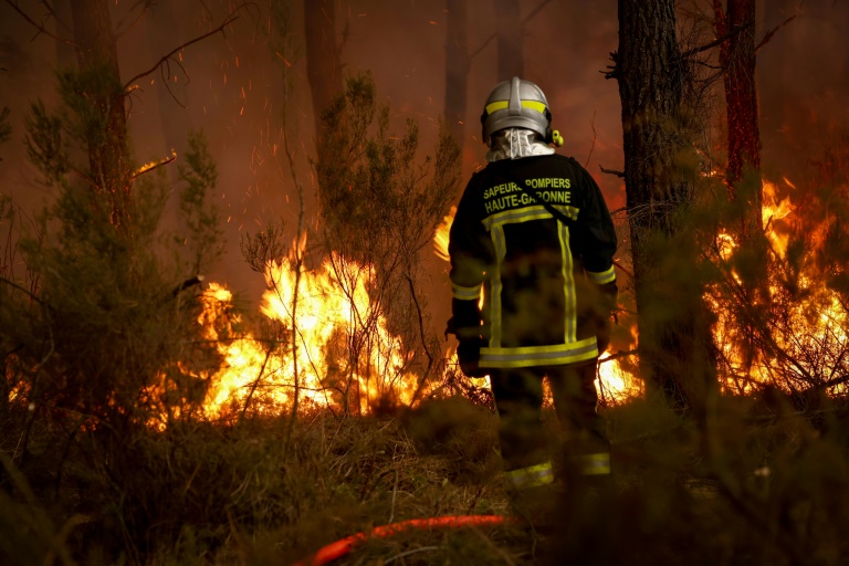 Un incendie de forêt à Saint-Jean-d'Illac, à une trentaine de km de Bordeaux, le 26 juillet 2026