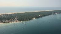 Vue aérienne de la jetée Bélisaire à Lège-Cap-Ferret, dans le bassin d'Arcachon (sud-ouest), le 24 juillet 2026