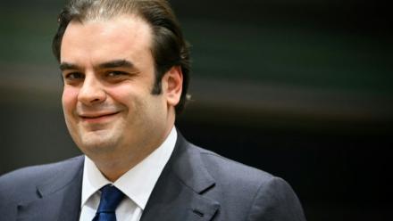 Le nouveau président de l'Eurogroupe, le Grec Kyriakos Pierrakakis, à Bruxelles, le 11 décembre 2025