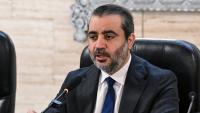 Le ministre syrien des Affaires étrangères, Asaad al-Chaibani s'exprime durant une visite du secrétaire général de l'ONU au palais Tishreen, à Damas, la capitale syrienne, le 25 juillet 2026