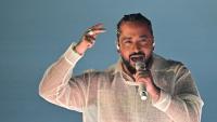 Le chanteur français Slimane lors de la finale du 68e Concours Eurovision de la chanson (ESC), le 11 mai 2024 à Malmö, en Suède
