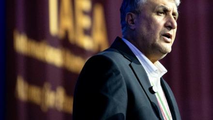 Le chef de l'Organisation iranienne de l'énergie atomique (OIEA) Mohammad EslamiI à Vienne en Autriche au siège de l'AIEA le 15 septembre 2025