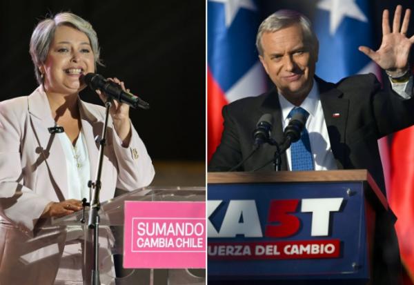 Montage photos du 11 décembre 2025 montrant la candidate de gauche à la présidentielle chilienne Jeannette Jara et son rival d’extrême droite José Antonio Kast 