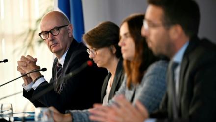 Le ministre de l'Economie Roland Lescure lors d'une conférence de presse à Bercy, le 11 septembre 2026