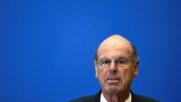 Le ministre de l'Economie Eric Lombard, lors d'une conférence de presse le 15 mai 2025 à Paris