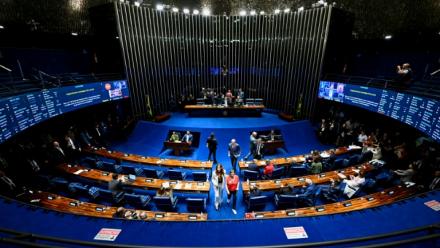La salle plénière du Sénat brésilien lors d'une séance à Brasilia, le 14 octobre 2026