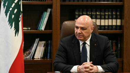 Le président libanais Joseph Aoun lors d'un entretien exclusif à l'AFP au palais présidentiel de Beyrouth, le 15 septembre 2026
