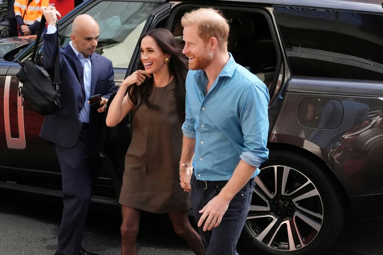 Le prince Harry et son épouse Meghan, duc et duchesse de Sussex, à Melbourne, le 16 avril 2026 en Australie