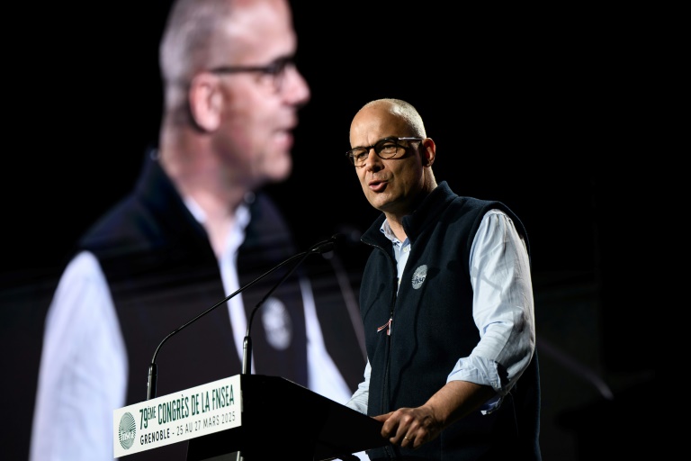 Le président de la FNSEA Arnaud Rousseau s'exprime le 26 mars 2025 à Grenoble
