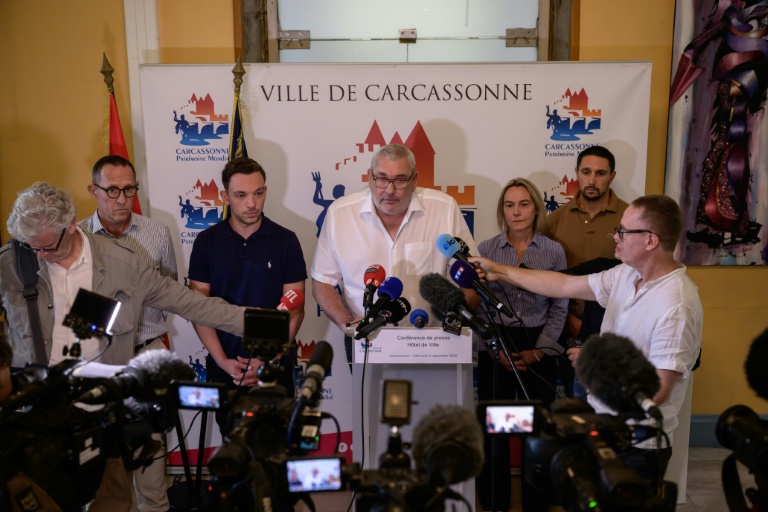 Le maire de Carcassonne Christophe Barthès donne une conférence de presse à Carcassonne le 9 septembre 2026