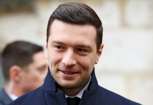 Le président du Rassemblement national Jordan Bardella lors d'un déplacement à Provins, en Seine-et-Marne, le 21 février 2026 