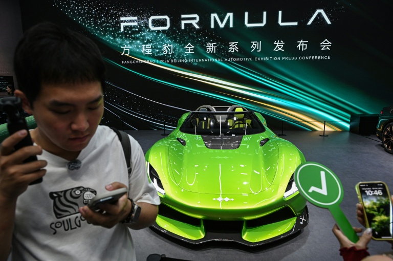 La Formula X de Fangchengbao, la sous-marque de BYD, est exposée au Salon automobile de Pékin, le 24 avril 2026