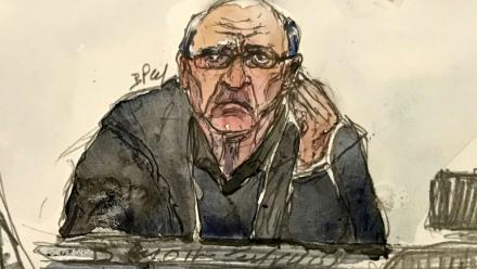 L'ex-chirurgien Joël Le Scouarnec à l'ouverture de son procès à Vannes pour viols et agressions sexuelles sur 299 patients, le 24 février 2025 
