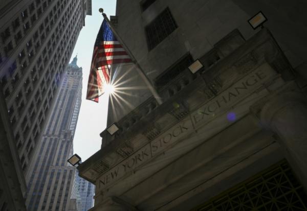 Vue d'extérieur de la Bourse de New York, le 4 août 2025