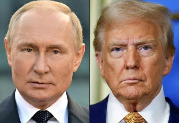 Vladimir Poutine en 2022 et Donald Trump en 2024 dans une photo combo