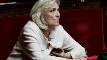 La cheffe de file du RN, Marine Le Pen, à l'Assemblée nationale, le 8 novembre 2025 à Paris