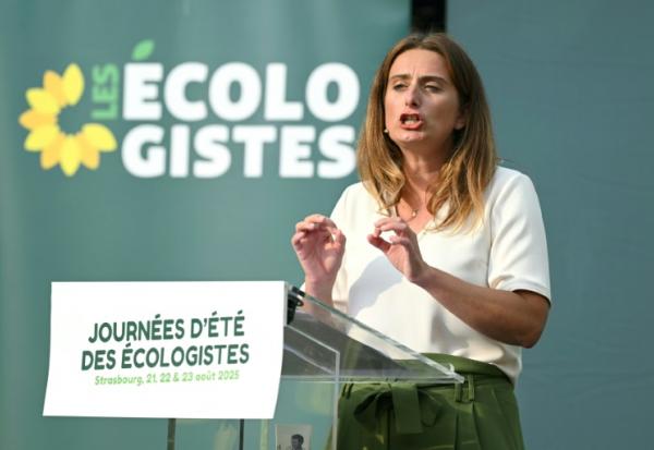 La secrétaite nationale des Ecologistes,  Marine Tondelier, à l'occasion des Universités d'été du parti à Strasbourg le 21 août 2025.
