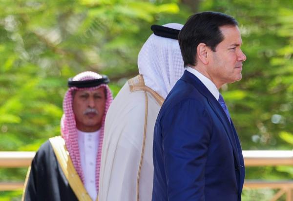 Le secrétaire d'Etat américain Marco Rubio avec le roi de Bahrein au palais Al-Sakhir, le 25 juin 2026.