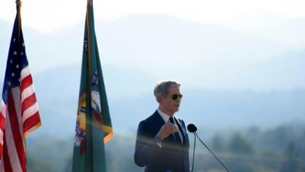 Scott Bessent, le ministre des finances américain, le 1er septembre 2026 à Asheville, en Caroline du Nord, aux Etats-Unis.