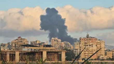 Bombardement israélien sur la banlieue de Tyr, au Liban, le 16 mai 2026