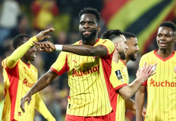 Odsonne Edouard lors de la victoire du RC Lens contre Angers au stade Bollaert en Ligue 1 le 20 mars 2026