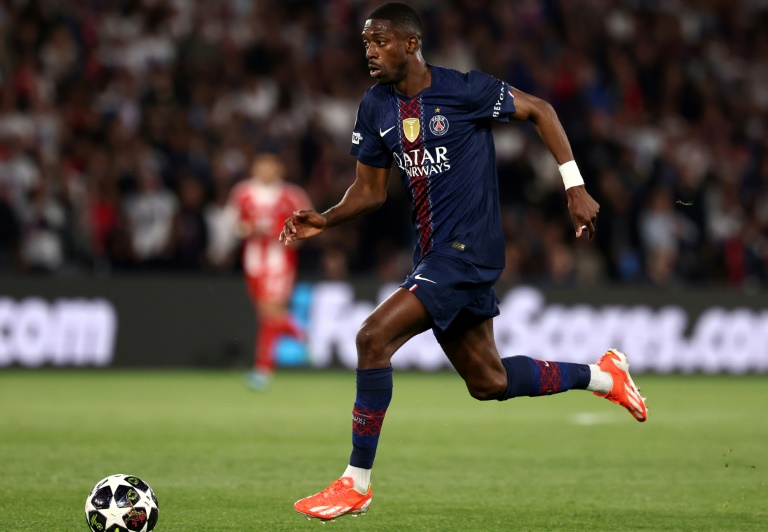 L'attaquant du Paris Saint-Germain Ousmane Dembélé le 28 avril 2026 au Parc-des-Princes à Paris lors de la demi-finale aller de la C1 contre le Bayern