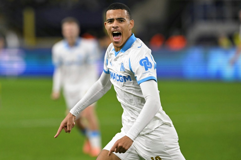 L'attaquant anglais de l'OM Mason Greenwood, auteur d'un doublé contre l'Union Saint-Gilloise, le 9 décembre 2025 à Bruxelles