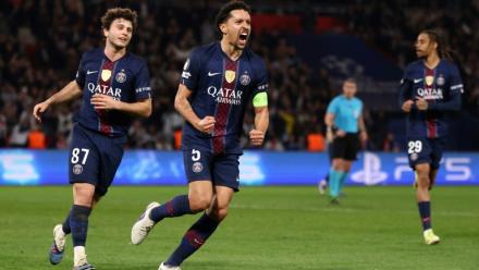 Le capitaine du PSG Marquinhos (c) buteur contre Monaco, le 25 février 2026 au Parc des Princes