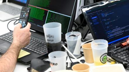 Au cours d'une compétition autour de la sécurité informatique, à Rennes, le 1er avril 2022