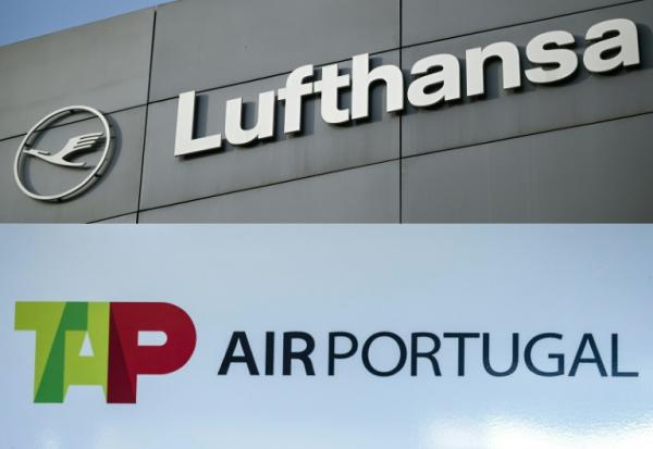 Combo des logos des compagnies aériennes Lufthansa et TAP Air Portugal créé le 14 octobre 2026