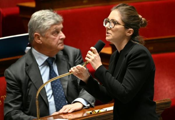 
La ministre déléguée chargée de l'Egalité femmes-hommes, Aurore Bergé, à l'Assemblée nationale le 3 décembre 2025