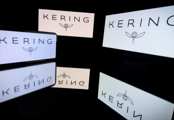 Logo du groupe français de luxe Kering, photo prise à Toulouse, le 31 mars 2026