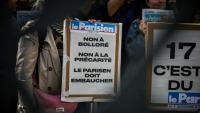 Des salariés du Parisien s'étaient rassemblés à Paris, le 22 septembre 2025, devant leur siège pour protester contre la rumeur de vente du quotidien au groupe de médias Bolloré.
