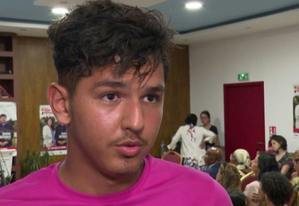 Cette capture vidéo, réalisée le 14 novembre 2025 à partir d'images de l'AFP datées du 7 juillet 2024, montre Mehdi Kessaci, frère d'Amine Kessaci