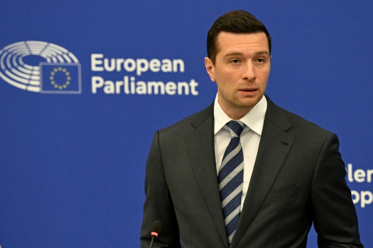 Jordan Bardella, président du Rassemblement national (RN), parti d'extrême droite français, député européen et président du groupe 