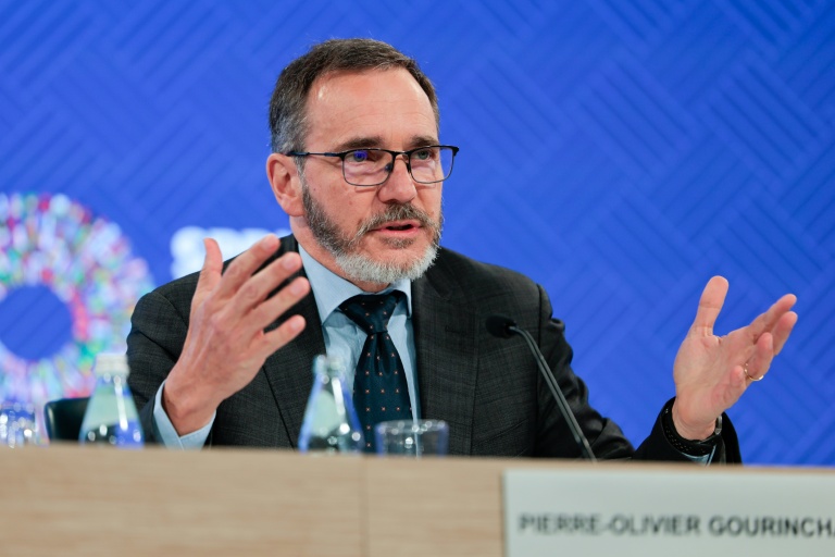 Pierre-Olivier Gourinchas, le chef-économiste du FMI, lors de la présentation du rapport économique, Washington, 14 avril 2026