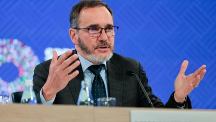 Pierre-Olivier Gourinchas, le chef-économiste du FMI, lors de la présentation du rapport économique, Washington, 14 avril 2026