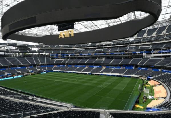 Vue générale du stade de Los Angeles prise le 7 juin 2026 qui accueille dans la nuit de vendredi à samedi le premier match du Mondial-2026 sur le sol des ETats-Unis, entre la Team USA et le Paraguay