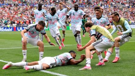 La joie des Belges après leur qualification pour les 8e de finale du Mondial contre le Sénégal, le 1er juillet 2026 à Seattle
