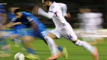 Rayan Cherki lors de la victoire des Français 3-1 en Azerbaïdjan pour la dernière journée des qualifications pour le Mondial-2026, le 16 novembre 2025 à Bakou