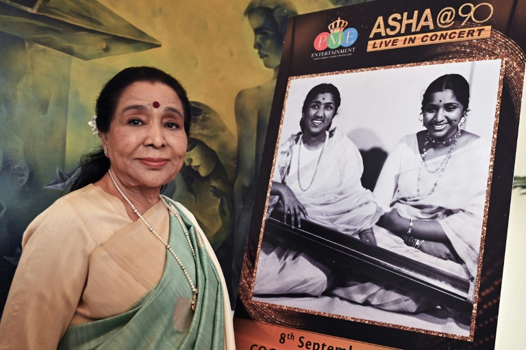 La chanteuse de Bollywood, Asha Bhosle, à Bombay le 8 août 2023
