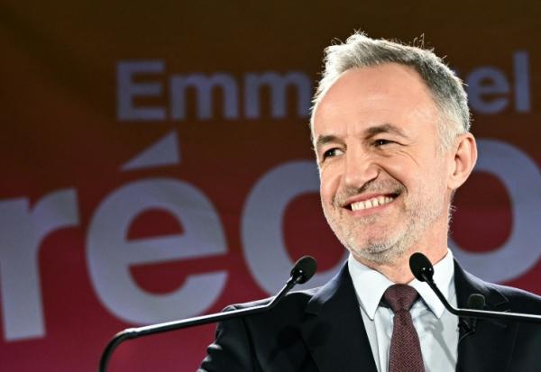 Emmanuel Grégoire, candidat socialiste à la mairie de Paris, après les résultats du 1er tour des municipales, le 15 mars 2026 à Paris