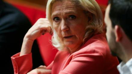 Marine Le Pen, présidente du groupe parlementaire du Rassemblement national, à l'Assemblée nationale, à Paris, le 25 février 2026
