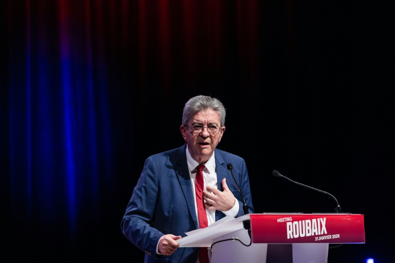 Jean-Luc Mélenchon lors d'un meeting le 31 janvier 2026 à Roubaix