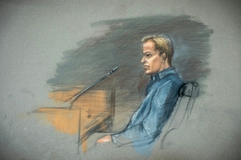 Croquis d'audience de Marius Borg Høiby, fils de la princesse héritière norvégienne Mette-Marit, lors du troisième jour de son procès au tribunal de district d'Oslo, le 5 février 2026 